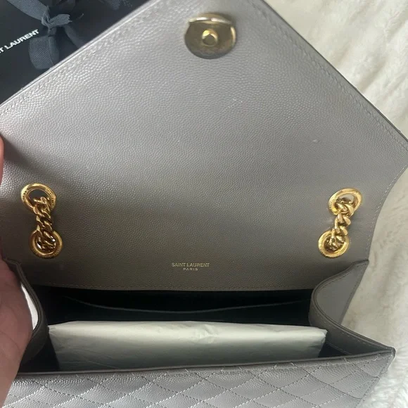 Yves Saint Laurent Gray Quilted Leather Chain Bag - Picture 5 of 16